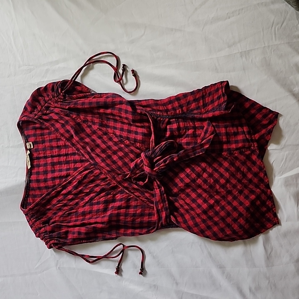 Anthropologie Holding Horses Buffalo Plaid   Wrap Shirt size 8